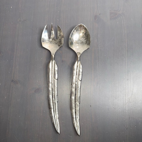2 sets of Pottery Barn Quill Feather 2 piece flatware sets - Picture 1 of 3